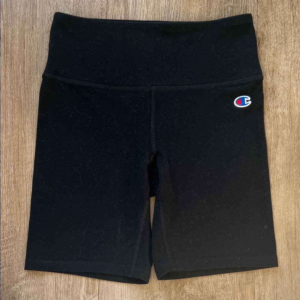 Champion Black High-Waist Bike Shorts with Logo Patch Size Small